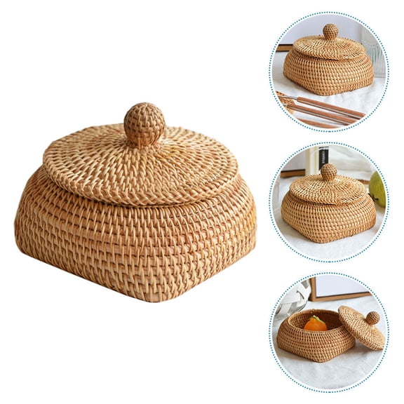1Pc Simple TV Controller Basket Sundries Basket Snack Holder (Light Brown)
