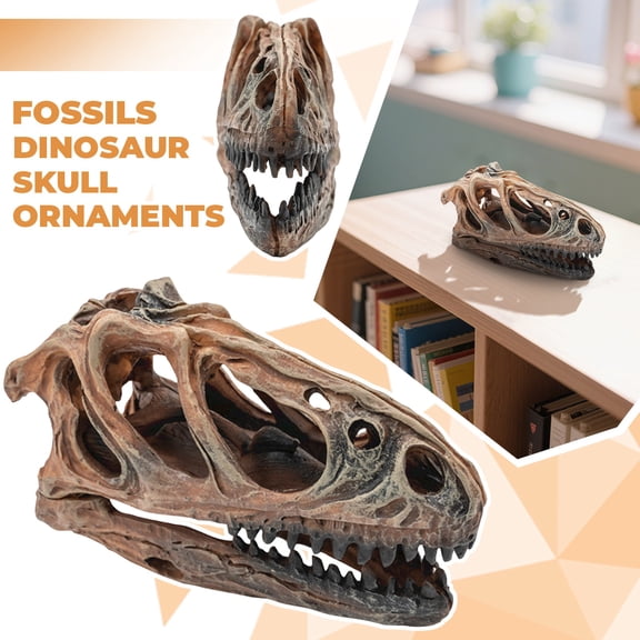 1Pc Simulated Dinosaur Fossil Skull Craft Ornament, Personalized Desktop Decoration With Realistic Fossil Structure And Detailed Dentition, For Home Office Study Room