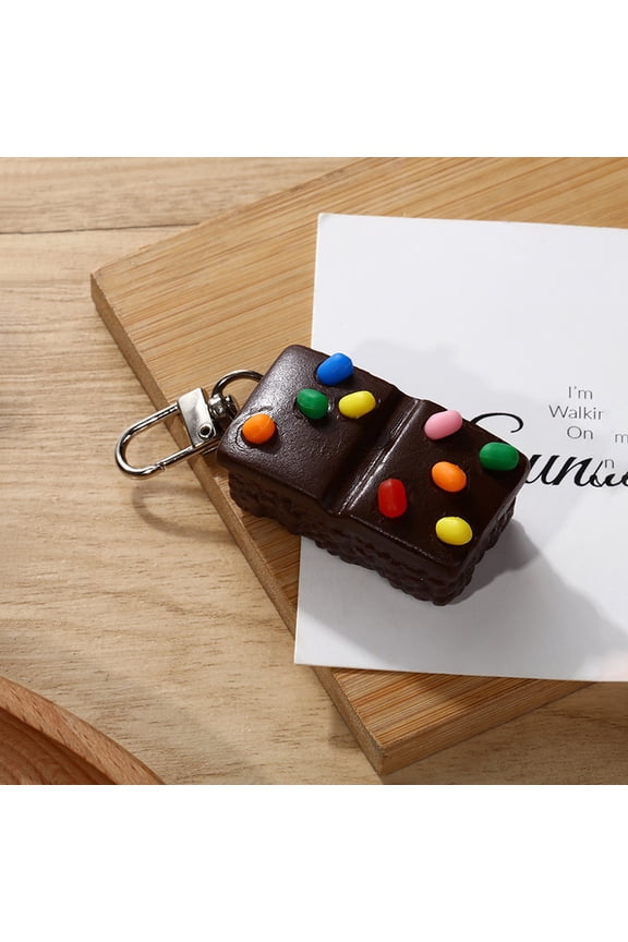 1Pc Simulation Chocolate Cake Keychain For Men Creative Bag Ornament Funny Food Key Ring