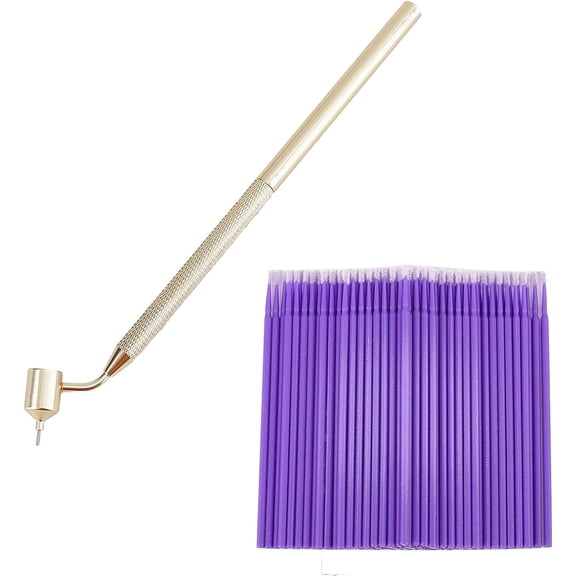 1Pc Slanting Fine Line Painting Pen Fluid Writer Pen with 100Pcs Cleaning Cotton Swab Light Gold Aluminum Detailing Fineliners Paint Pen Portable Drawing Tools for Artists Student Art Craft