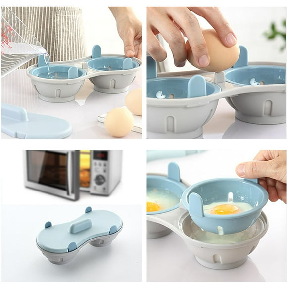 1Pc Small Egg Steamed Cup Portable Egg Cooker Mold Microwave Steamed Egg Bowl Steam Rack for Home KitchenSky-Blue
