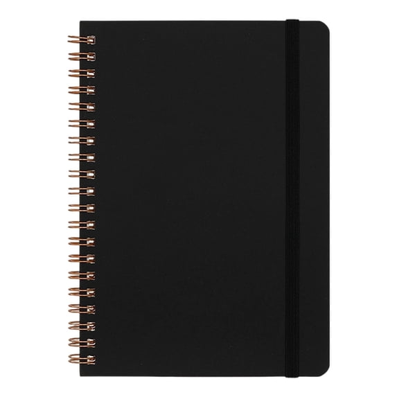 1Pc Small Spiral Notebook 5"x7", Notebook for Note Taking, Coloeful Scheme Spiral Journal Notebook, Work Notebook Small Notebook with Strap, Cute Notebook for Women, 60 Sheets/120 Pages,Black