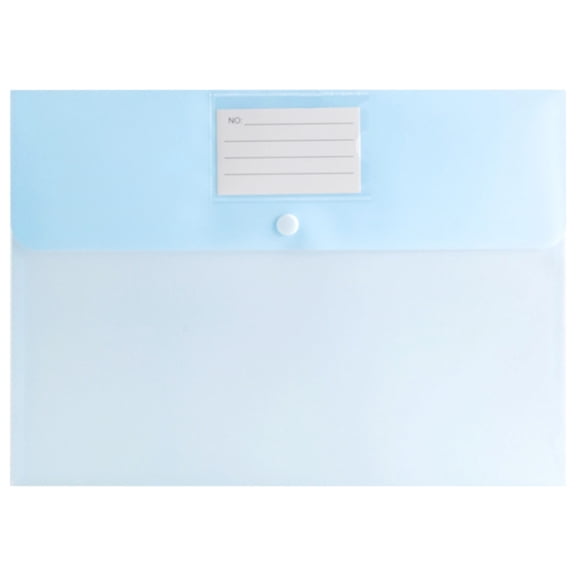 1Pc Snap Button Plastic File Pocket with Label Holder, A4 Document Storage Envelope Folder, Waterproof Paper Organizer Pouch, Portable Office File Bag for Contracts, Invoices, Reports and Document