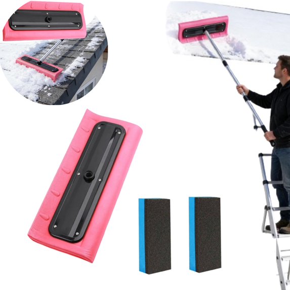 1Pc Snow Broom,Snow Roof Rake - Foam Scraper For Clearing,Snow Removal For Windshields Roof, Entrance, Garden, Window(Without Rod)