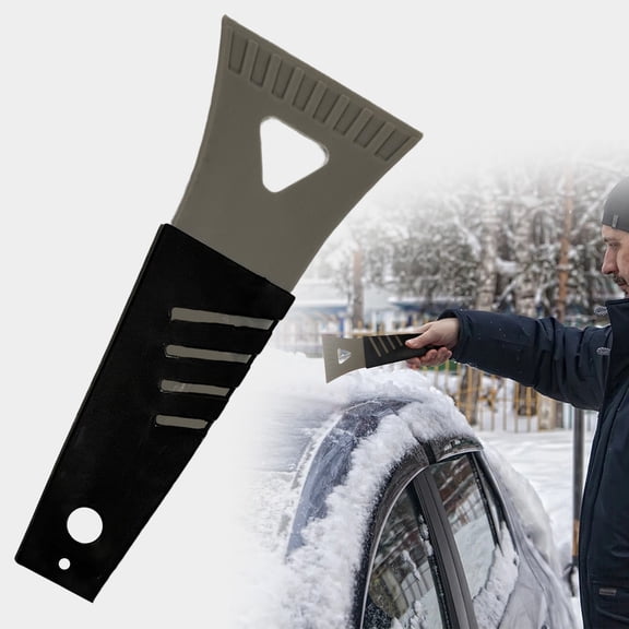 1Pc Snow Shovel,Plastic Frost Ice Removal Tool,7" Scraper For Car,No Scratch,Ice Frost Removal Scraper With Handle,Ice Scrapers For Car Windshield,Winter Car Accessories For SUV Truck,Grey,2.95x7.17"