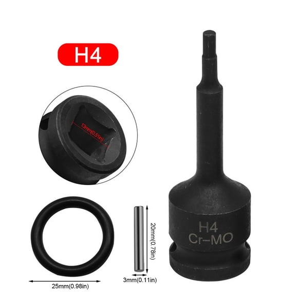 1Pc Socket Wrench Metric 1 2 Inch Shank Drive Socket Set Hex Bits Long Air Allens Driver H4 H5 H6 H7 H8 H9 H10 H12