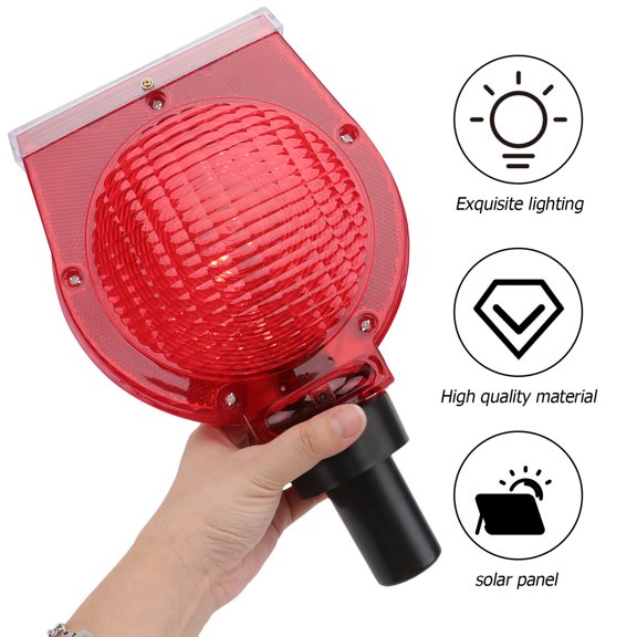 1Pc Red Solar Warning Light LED Signal Lamp for Outdoor Traffic Safety and Construction Use