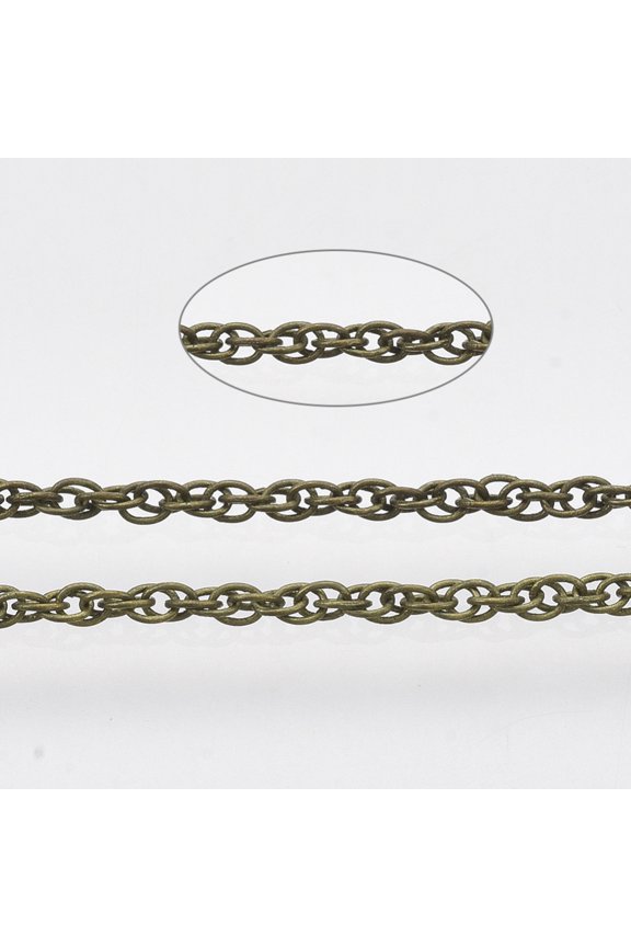 1Pc Soldered Brass Coated Iron Rope Chains Bronze 2x1.4x0.3mm 39.37 Feet (12m) roll Jewelry Making Necklace Bracelet Craft Supplies DIY