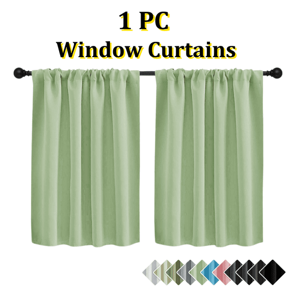 1Pc Solid Color Tier Curtain Light Blocking Short Window Drape Privacy Fabric Valance for Kitchen Cafe Partition Decor