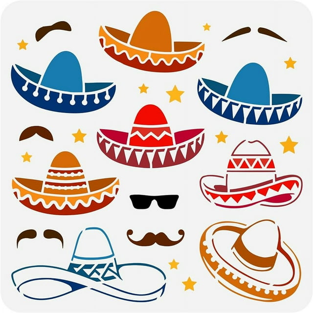 1Pc Sombrero Hat Reusable Drawing Template Stencil 11.8x11.8inch for