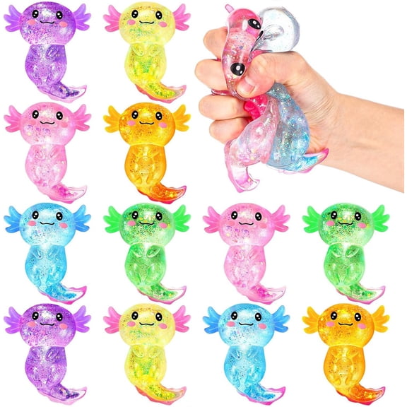 1Pc Squishy Stress Glitter Axolotl Ball,Glitter Fidget Ball, Cute Malt Sugar Axolotl Ball, Fidget Ball, Party Favors Anxiety Relief Squishy Ball, Easter Gift,Only 1Pc, Random One Color
