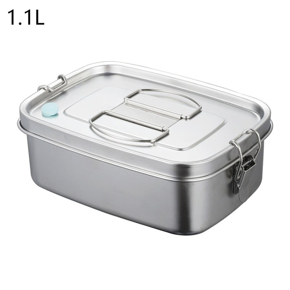 1Pc Stainless Steel Bento Box Metal Lunch Box Food Storage Containers Metal Lunch Container, Lockable Clips to Leak Proof, Reusable Dishwasher Safe Lunch Snack Boxes for Work, Picnic (1100ml)