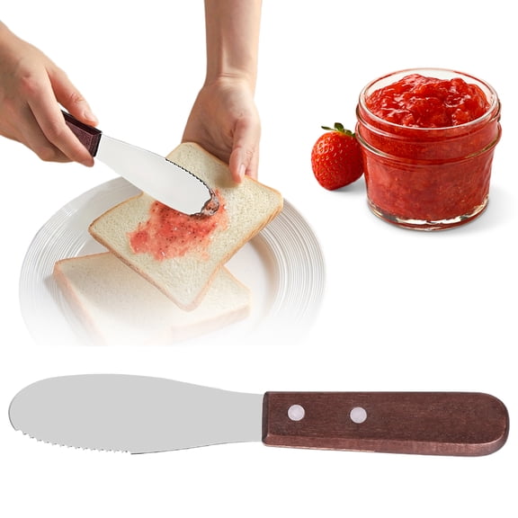 1Pc Stainless Steel Butter Spreaders Straight Edge With Wood Handle,7.87" Sandwich Cream Cheese Condiment Knives,Butter Knife Spreader, Cheese Spreader Knife Kitchen Tools, Cooking Utensil