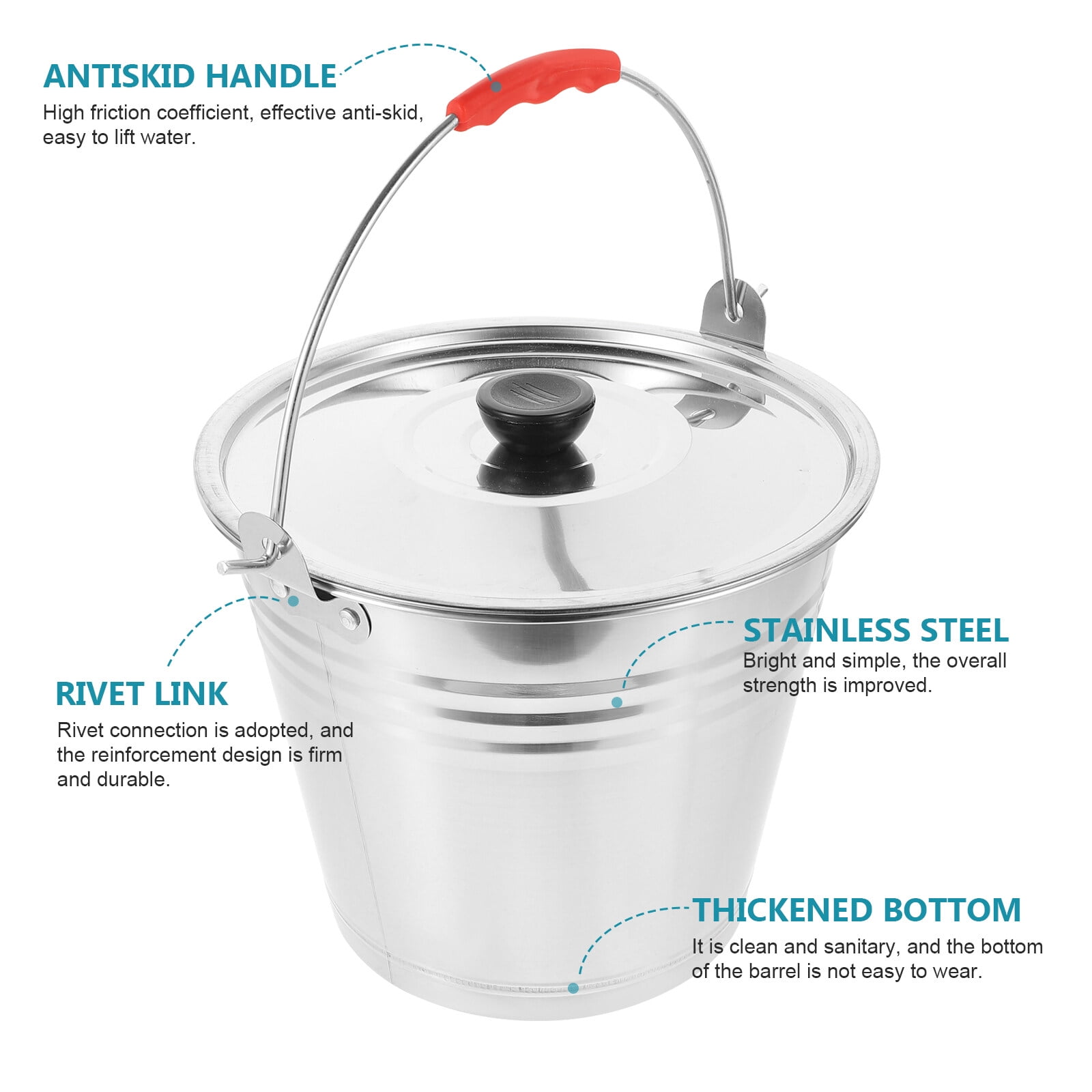 1Pc Stainless Steel Multi-purpose Bucket Ranch Milking Bucket Practical ...
