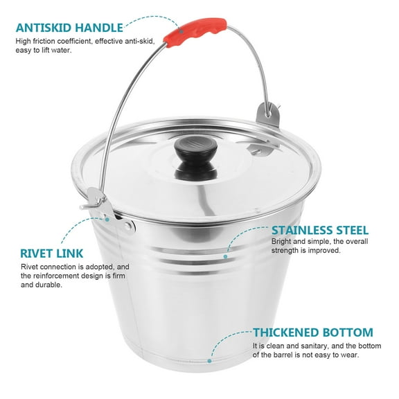 1Pc Stainless Steel Multi-purpose Bucket Ranch Milking Bucket Practical Bucket