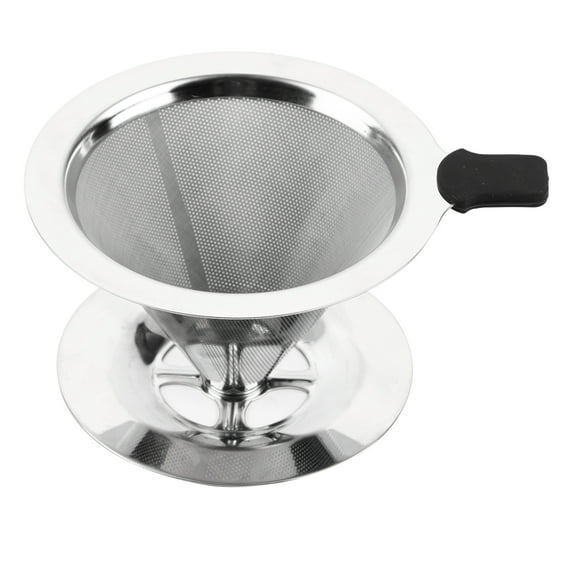 1Pc Stainless Steel Pour Over Coffee Dripper Double Layer Mesh Filter Cup Stand Home Office Use Universal Reusable Fine Mesh Filter