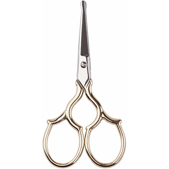 1Pc Stainless Steel All Purpose Small Craft Scissors Comfort Grip Handle Embroidery Needlework Scissors Sewing Fabric Tools for Office Home Desk Accessories Golden 97x47mm