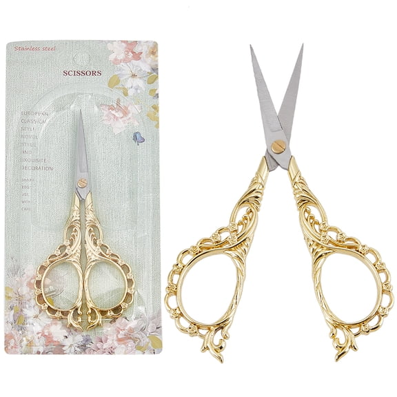 1Pc Stainless Steel Scissors Embroidery Scissors Sewing Scissors with Zinc Alloy Handle Golden 116x53x6.5mm