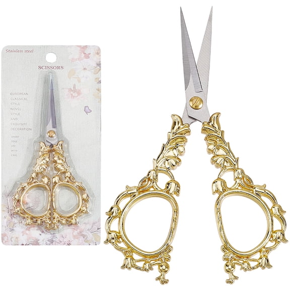 1Pc Stainless Steel Scissors Sewing Tools Golden Golden 126x62.5x6mm
