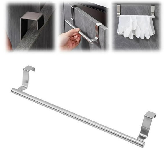 1Pc Stainless Steel Single Rod Cabinet Hanger - Towel Rack,Dish Towel Holder,Fits All Cabinets and Doors