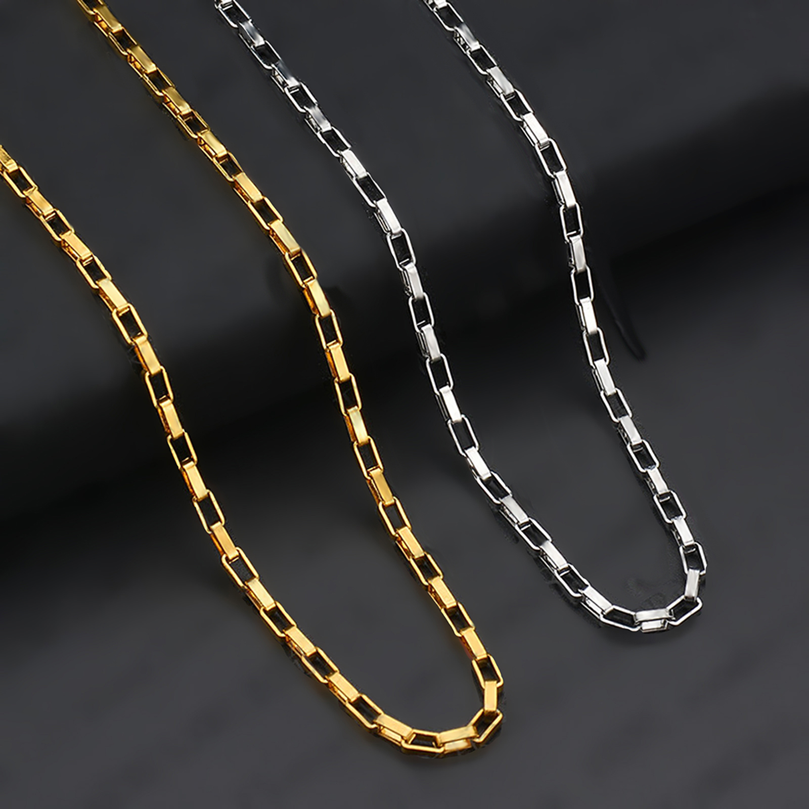 1Pc Stainless Steel Width 1.5/2/2.5/3/4mm Long Box Chain Necklace For