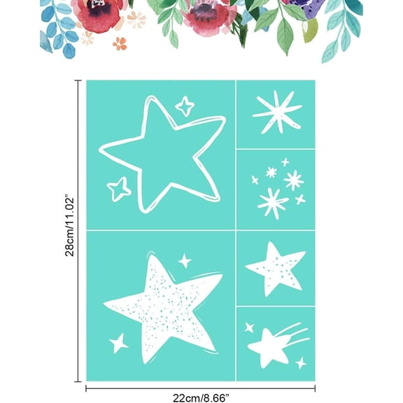 1Pc Star Self-Adhesive Silk Screen Printing Stencil Turquoise Silk Screen Stencil Reusable Mesh Transfers for Painting on Wood DIY Decoration T-Shirt Fabric 280x220mm