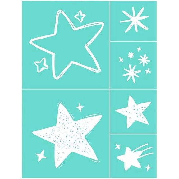 1Pc Star Self-Adhesive Silk Screen Printing Stencil Turquoise Silk Screen Stencil Reusable Mesh Transfers