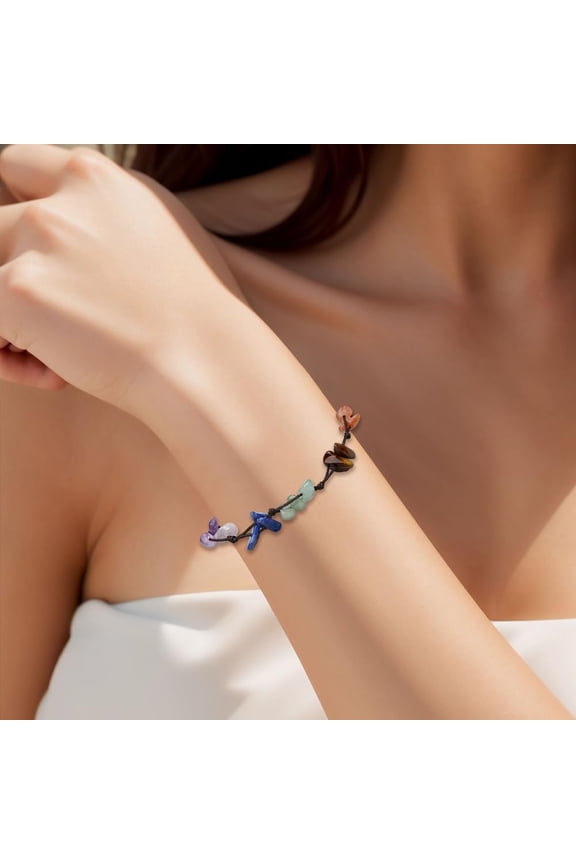 1Pc Stone Bracelet Mixed Gemstone Bead Bracelets Stackable Wristband Set Fashion Statement Jewelry for Women Birthday Festival Elegant Gifts 6-1/4-10-1/4 inch(16-26cm)