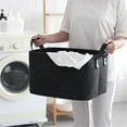 thumbnail image 1 of 1Pc Storage Basket,Folding Toy Storage Basket With Cotton Cord Handle,Storage Basket, Clothes Storage Basket, Medium Size, Black, S, 1 of 3
