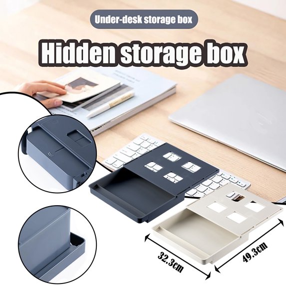 1Pc Storage Box Paste Type Hidden Storage Box Drawer Type Stationery Cosmetic Storage Box Home Textile Storage