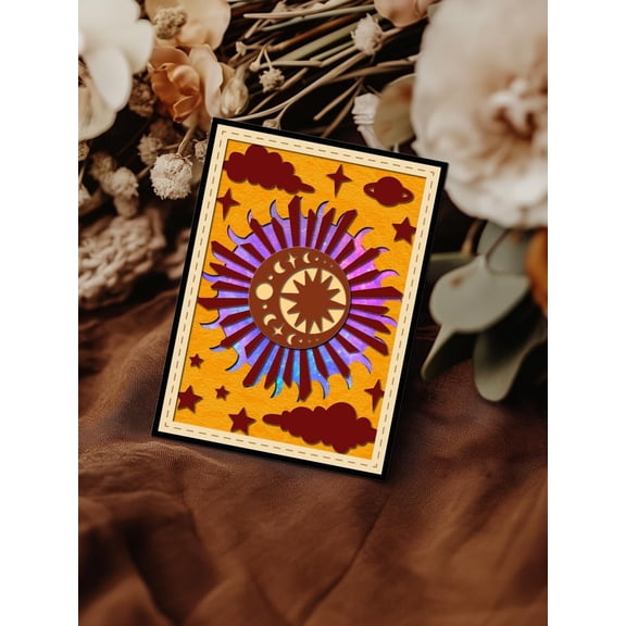 1Pc Sun Cut Dies Sun Theme Carbon Steel Cutting Dies Stencils Scrapbooking Template for DIY Scrapbooking Photo Album Decorative Embossing Paper Card Crafts Supply 104x199x0.8mm