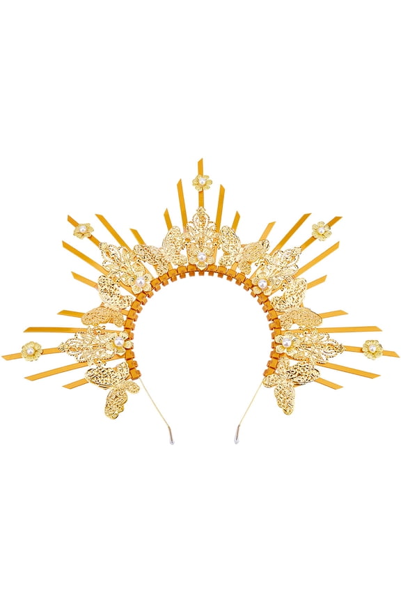 1Pc Sun Goddess Halo Sun Headband Gold Halo Sunburst Butterfly Headband Headdress for Women Party Cosplay Decoration