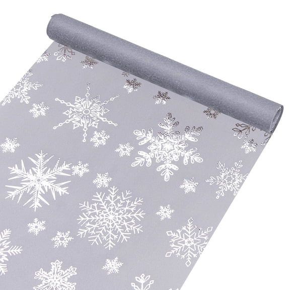 1Pc Table Runner White Snowflake Polyester For Dining Table Mantel (I)