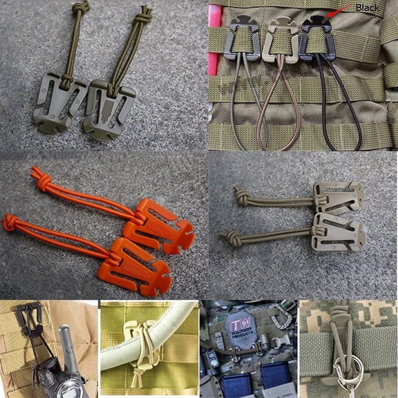 1Pc Tactical Dominator Elastic Cord Hang Buckle Clip PALS MOLLE EDC Webbing