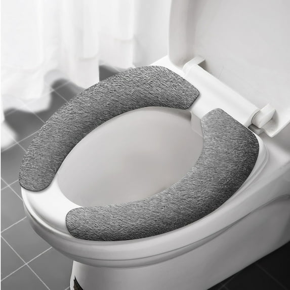 1Pc Toilet Seat,Thicker Bathroom Toilet Seat Cover Pads Soft Warmer Toilet Seat Cushion Cover Stretchable Washable Fiber Cloth Easy Installation Comfortable Toilet Lid Seat Cover