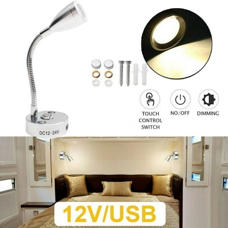 1Pc Touch Switch USB 12V LED Spot Reading Light Camper Caravan Boat Interior Lamp