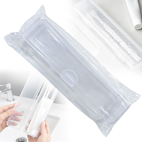 1Pc Travel Size Toothbrush Case Holder,Portable Clear Toothbrush and Toothpaste Storage Container,Toothbrush Case Holders Travel Cover,Tongue Scraper Case,Tongue Scraper Travel Case,Clear,8.86"x2"