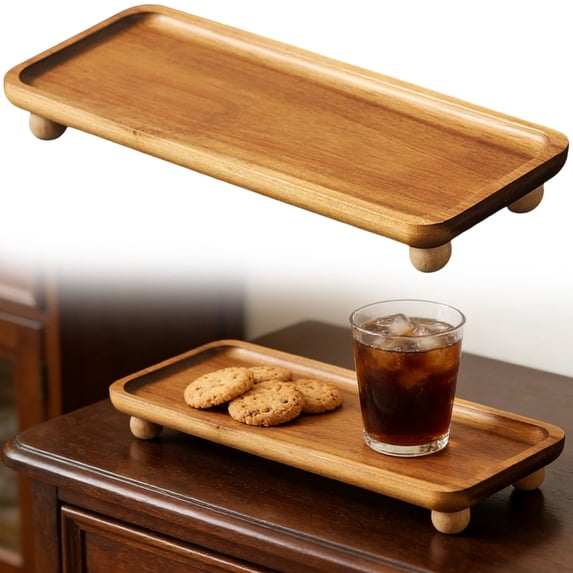 1Pc Tray Serving Tray For Kitchen,Wood (E)