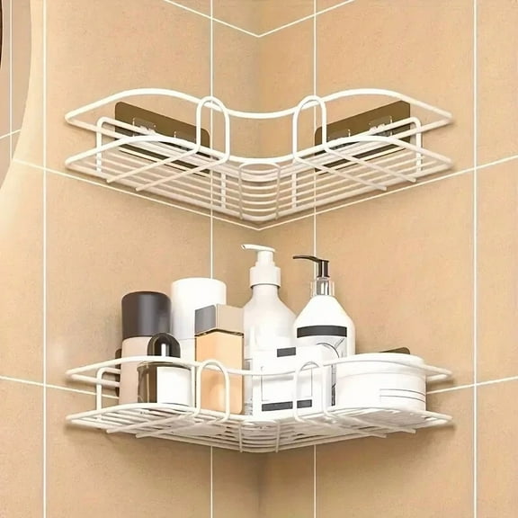 1Pc Triangle Wall Mounted Shower Caddy Rack For Bathroom And Kitchen - Easy Inst