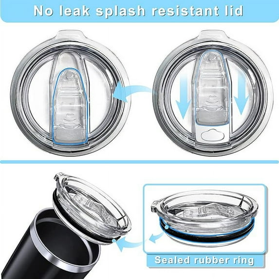 1Pc Tumbler Lid, 3.9" AS Plastic Spill Proof Splash Resistant Replacement Lids with Good Airtight Seal and Keeps A Longer Heat Preservation Time, Clear
