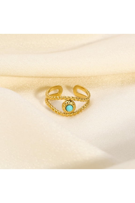 1Pc Turquoise Knuckle Rings Jewelry Stackable Ring Finger Rings for Women Men Stainless Steel Vintage Stacking Dainty Trendy 18K Gold Plated Golden