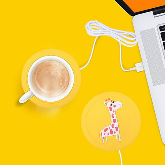 1Pc USB Heated Cup Warmer Pad - Universal Mug Warming Mat for Coffee Tea Milk, 5V Portable Heating Plate for Office Home Use, Fast Heat Cup Warmer with Cute Design(Yellow)