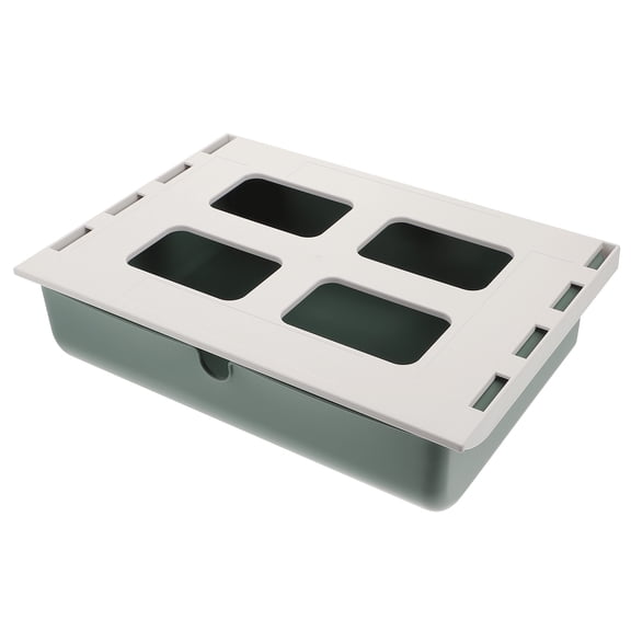 1Pc Under Desk Storage Box Adhesive Under Table Drawer Organizer in Green
