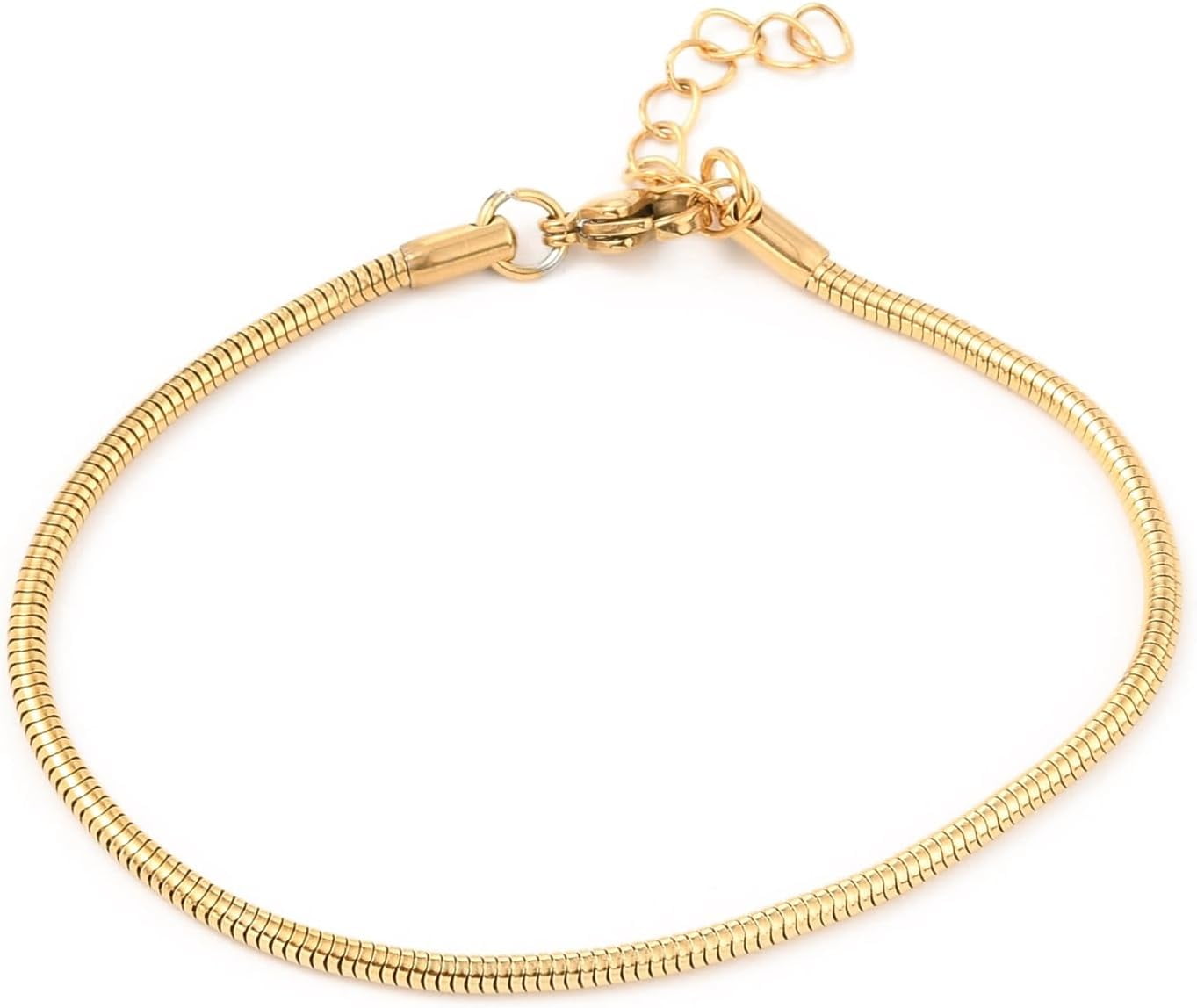Feeff 1Pc Unisex 304 Stainless Steel Round Snake Chain Bracelets with Lobster ...