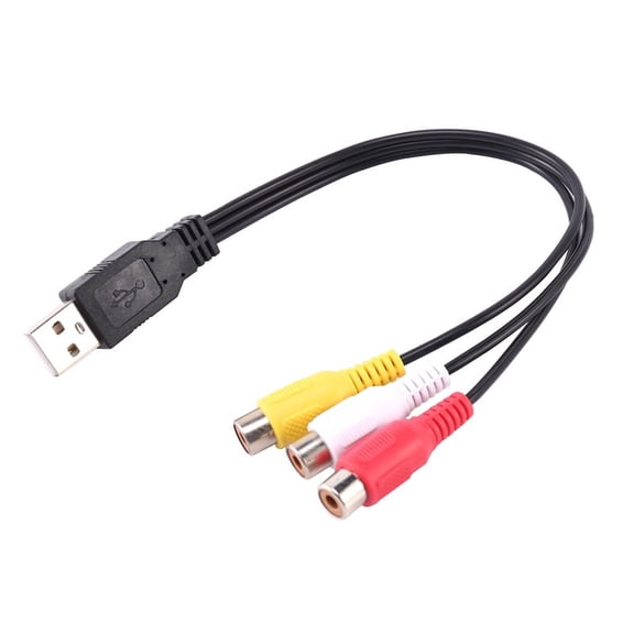 1pc USB Male Plug To 3 RCA Female Adapter Audio Converter Video AV A/V Cable USB to RCA Cable for HDTV TV Television Wire Cord
