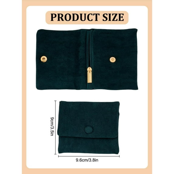 1Pc Velvet Jewelry Bags Zipper Jewelry Pouches with Snap Fasteners Mini Pouch Small Travel Storage Bag Organizer Case for Traveling Rings Necklace Earrings Storage 8.8x9.8x1.8cm