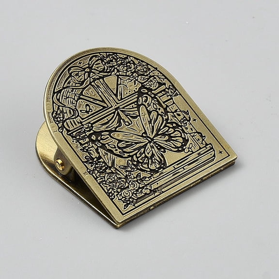 1Pc Vintage Metal Book Clip 45x40x21.5mm Bronze Alloy Binder Clips with Butterfly Pattern Journal Page Paper Document