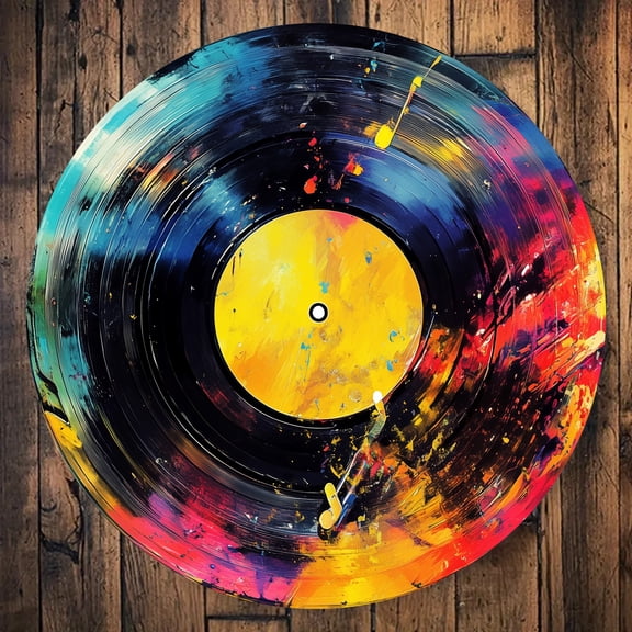 1Pc Vinyl Record Retro Round Aluminum Sign, Uv-Resistant And Scratch-Proof Metal Decoration, Perfect For Home, Cafes, Living Rooms, 8", Mothers Day Gift