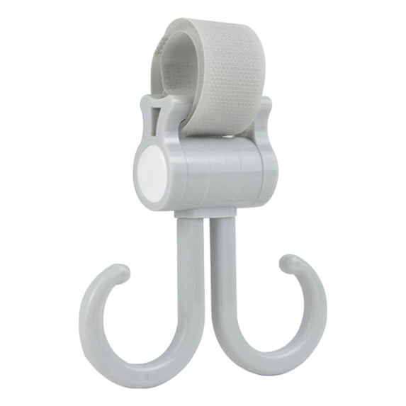 1Pc Walker Hook Hanging with Dual Hook,360° Rotation Multipurpose Stroller Hooks for Hanging Diaper Bags,Stroller Wheelchair Hanger Clip Accessories,for Walker,Shopping Cart,Car Back Seat,Grey