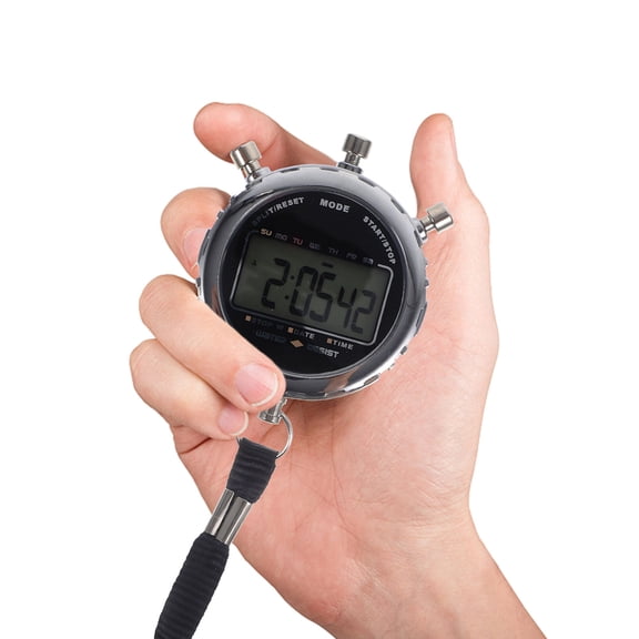 1Pc Waterproof Handheld Stopwatch with Easy to Read LCD Display for Timing
